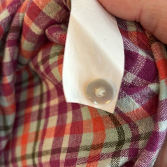 Vineyard Vines Women linen blend summer Plaid Button-Up Shirt work size 4 NWOT - Picture 8 of 9